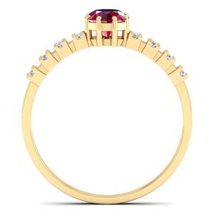 Anillo de Compromiso de Oro Sólido de 14K con Rubí Redondo de 0.5 Quilates y Diamantes, Joyería Personalizada para Mujer, Fabricante REYES - Product Image 4