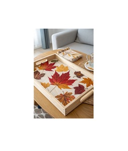 Bandeja rústica de madera hecha a mano con asas de cuerda adecuada para cocinas de granja, decoración festiva de comedor rústico - Product Image 4
