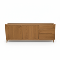 Buffet moderne à deux portes et deux tiroirs pour salon, en chêne massif écologique, avec table de manucure et ensemble de chaises – Vente en gros