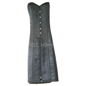 Último Diseño Vestido Mini Corsé Gótico Negro de Satén sin Tirantes para Mujer con Escote Corazón y Varillas de Acero Reforzadas - Product Image 1