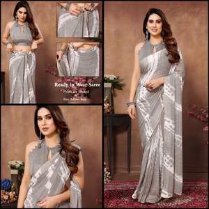 Prêt-à-porter Georgette avec dentelle imprimée et passepoil Collection Sari - Product Image 6