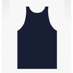 เสื้อกล้ามยูนิเซ็กซ์สีกรมท่า ผ้าฝ้าย 100% ระบายอากาศได้ดี แห้งเร็ว เหมาะสำหรับออกกำลังกาย เนื้อผ้านุ่มเบาสบาย ตกแต่งด้วยลายปัก - Product Image 2