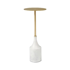 โต๊ะกาแฟทรงกลมแบบมีเอกลักษณ์สีทองหินอ่อนสีขาวและโต๊ะข้างโซฟา - Product Image 3