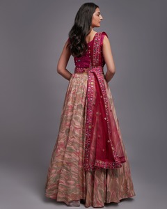 Ropa de fiesta de boda para mujer, bordado de secuencia impreso a la moda, Lehenga Choli, cinturón atractivo elegante, calidad de exportación, venta al por mayor - Product Image 6