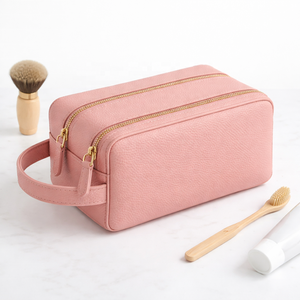 Large Capacity Custom <b>Travel</b> Clutch Wash <b>Toiletry</b> <b>Bag</b> Cowhide Vintage Genuine Leather Makeup Cosmetic <b>Bag</b> - Product Image 1