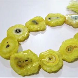 Quartz solaire couleur citron naturel Druzy Stalactite tranche perles 20 à 30mm vendu par brin 10 pouces de long prix de gros - Product Image 1