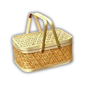 PANIER CADEAU EN BAMBOU personnalisable polyvalent de qualité supérieure PANIER DE FRUITS Pique-nique durable et réutilisable, rangement Décoration intérieure - Product Image 1