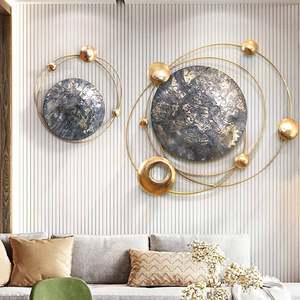 Décoration murale ronde en métal de luxe pour la maison hôtel Restaurant salon décoration couleur or cercle Design mural suspendu Art - Product Image 1