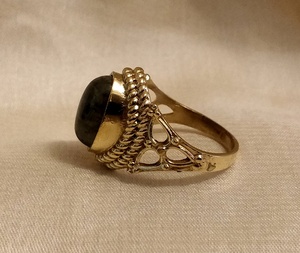 Anillo de latón hecho a mano con piedra de lapislázuli natural Tamaños redimensionables Hecho EN LA India para exportación - Product Image 2