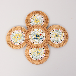 Ensemble de sous-verres en rotin de haute qualité 6 pièces Coaters en rotin faits à la main Décoration de table écologique - Product Image 2