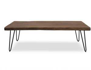 Table centrale rectangulaire de style moderne avec pieds en bois et en métal pour salon, bureau, école, hôtel et extérieur - Product Image 1