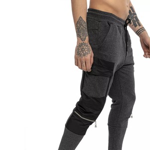 Streetwear décontracté pour hommes, pantalon de survêtement cargo taille moyenne, respirant, gris chiné, jogging de gym à la mode avec écusson noir, nouveau design - Product Image 2