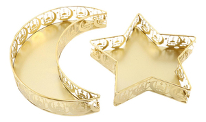 2027 Ramadan Tabletop Decorations Moon and Star <b>Shape</b> Gold Metal Islamic Designer Storage Trays for Dates & <b>Candles</b> - Product Image 4