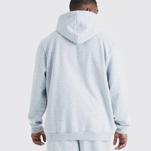 Ensemble de survêtement décontracté gris clair à capuche pour homme en polyester/coton, coupe ample, imprimé délavé, style streetwear, idéal pour l'hiver - Product Image 4
