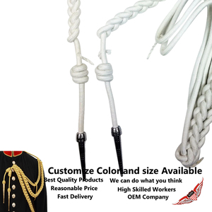 Aiguillette in White Cotton with Silver Tags Navy - Product Image 3
