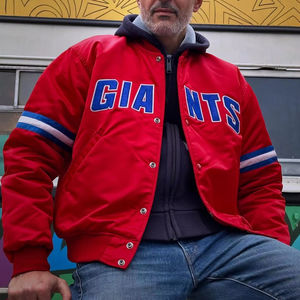 Custom Team Name And Number Satin <b>Jacket</b> <b>Bomber</b> <b>Jacket</b> Collage Batch Embroidered Satin Baseball <b>Jacket</b> for <b>Men</b> Low MOQ - Product Image 1