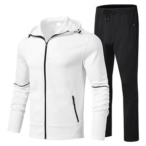 Logo personnalisé ensemble de survêtements de fitness d'hiver pour hommes deux pièces sweat à capuche zippé joggersuit polaire grande taille survêtement exercice d'hiver - Product Image 1