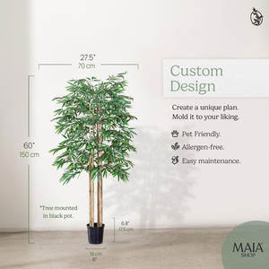 Árbol de bambú artificial de 5 pies de altura personalizable, decoración tropical de plástico de 60 pulgadas para el hogar, boda, Navidad, Año Nuevo - Product Image 3