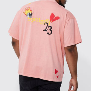 Camiseta de algodón en blanco para Calle, camiseta de ajuste Regular con hombros caídos, impresión Digital personalizada de alta calidad, camiseta de peso pesado de 220g para hombre - Product Image 5