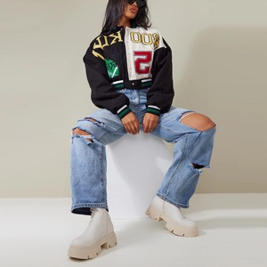 Top Trending Custom Logo 100% Algodón Fleece Cropped Mujeres Varsity Chaquetas 2025 Ladies University Chaquetas - Product Image 5