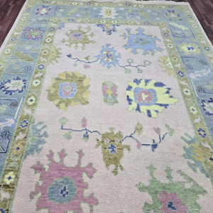 Tapis turc haut coloré moderne tricoté à la main en laine 9x12 tapis de salon bleu blanc haut traditionnel marine corail 8x10 ensembles - Product Image 1