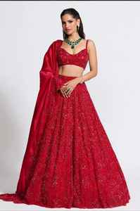 Femmes Floral dégradé imprimé dessiné à la main Style traditionnel Lehenga Choli coupe régulière tenue de fête adultes taille 2XL indien pakistanais - Product Image 2