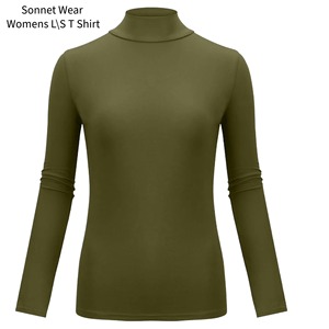 Women's Long Sleeve Butterfly Sleeve <b>Mock</b> <b>Neck</b> <b>Tops</b> Casual Soft Slim Fitted Lightweight Polyester/Cotton Garment Dyed - Product Image 2