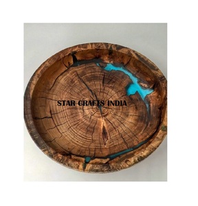 Cuenco ecológico de resina y madera para servir ensaladas, decoración moderna para el hogar para fiestas - Product Image 1