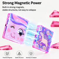 Ensemble de tuiles magnétiques miniatures licorne de 3,75 cm, semi-transparentes, roses, blocs de construction 3D, jouet éducatif STEM pour filles