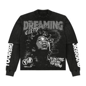 T-shirt graphique personnalisé de haute qualité Y2K haut sérigraphié 300GSM coton lourd surdimensionné Boxy Double couche t-shirt à manches longues - Product Image 5