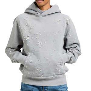 Pull à capuche surdimensionné d'hiver en coton biologique 100% pour hommes, impression bouffante personnalisée, sweat à capuche de haute qualité. - Product Image 1