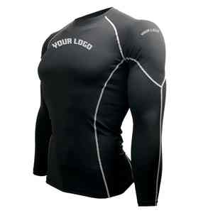 Top de compresión de poliéster de Spandex de manga corta Rash Guard para entrenamiento de gimnasia, correr, Fitness, impresión personalizada disponible - Product Image 5