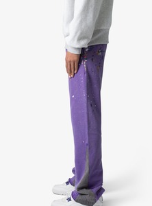 Pantalons de survêtement pour homme en molleton français 100% coton OEM, taille plus, avec bande latérale, style jogger empilé, vêtements de sport actifs - Product Image 3