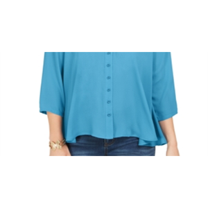 Camicetta Casual Formale da Donna Style & Co, Blu Taglia 2XL, Vestibilità Ampia, Logo Ricamato, Stile Vintage, Cotone Tinta Unita, Stagione Autunnale - Product Image 3