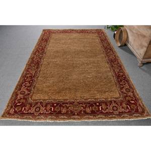 Alfombra Turca Vintage de Gran Tamaño, 5.7 x 8.6 pies, Diseño Clásico de Parches Marrón Rojizo, Material de Lana, Látex de 10 mm, Decoración para Pasillo o Habitación - Product Image 1