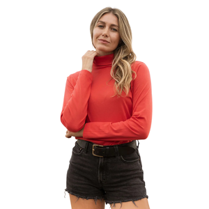 Camiseta de Manga Larga con Cuello Alto para Mujer, 100% Algodón Orgánico de Lujo, Preencogido, Certificado GOTS, Premium, Transpirable, Corte Clásico - Product Image 3