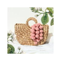 Sacs tendance en jacinthe d'eau, style bohème traditionnel, sac de voyage en paille de jonc de mer pour l'été, avec cordon en soie et logo personnalisé