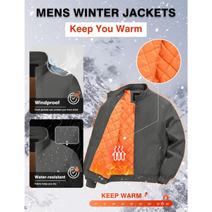 Blouson d'hiver pour homme avec broderie personnalisée, corps chaud et isolé, poignets extensibles, fermeture éclair robuste et options de vêtements OEM ODM - Product Image 3