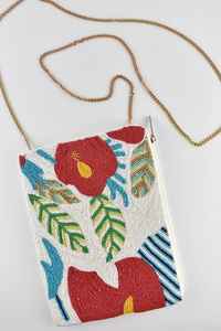 À la mode Vintage toile tissu téléphone portable sac de transport broderie coton doublure serrure bouton fermeture chaîne fleur lettre dames - Product Image 3