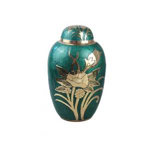 Hot Selling Hand Crafted Flower Urn Funeral Urn For Human White Aluminium Urn Cremation Manufacturer From India With Top Quality - Product Image 1