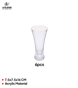 Vasos de Acrílico Transparente con Borde Dorado, Juego de 6 Vasos Elegantes - Product Image 3