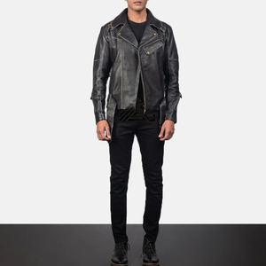 แจ็กเก็ตหนังผู้ชายมาใหม่คลาสสิกพร้อมซิปปิดด้านหน้าและวัสดุที่ทนทานเหมาะสำหรับตัวแทนจำหน่ายบูติก - Product Image 3