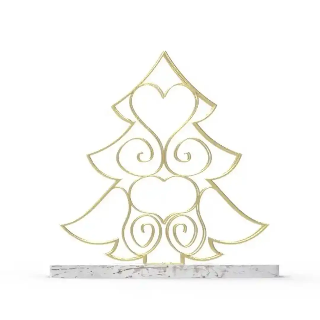 Elegante portatovaglioli di Design per albero di natale con struttura in metallo dorato di natale con Base in legno per la decorazione domestica dell'interno