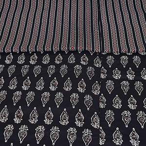 Manta de Cama Doble Negra de Algodón 240 TC con Estampado Floral Hecho a Mano SHKR1014 - Product Image 3