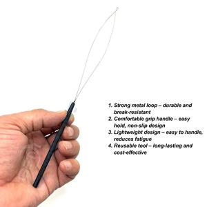 Matt Black Hair <b>Extension</b> Loop Tool Set Stainless Steel Pulling Needle with Anti-Slip Handle for Micro Ring & <b>Bead</b> <b>Extensions</b> - Product Image 3