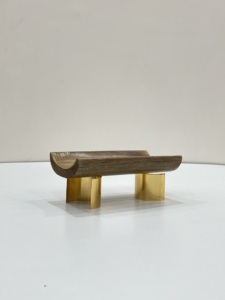 Silver Plated Metal Serving Bowl With Wooden Base Stand High Quality Modern Style for <b>Table</b> Top Parties in Wholesale Price - Product Image 2