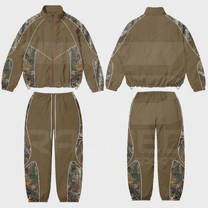 Ensemble survêtement 2 pièces avec veste zippée et pantalon élastique en polyester/nylon, coupe décontractée, design uni par sublimation, coupe-vent - Product Image 2