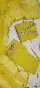 Diseñador indio Wear Pakistani Schiffli Cutwork con traje de manga bordada y pantalón a juego con conjunto de Organza Dupatta. - Product Image 3