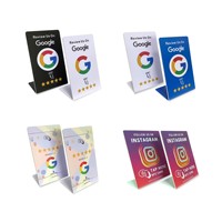 Support NFC en acrylique personnalisé avec impression UV et code QR pour avis Google, affichage sans contact pour avis Google, support de menu 13,56 MHz