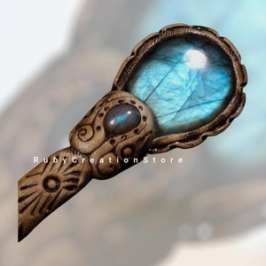 Palillos para el Cabello con Piedras Preciosas de Labradorita de Alta Calidad para Mujer, Accesorios para el Cabello de Arcilla Polimérica Hechos a Mano, Pasadores para el Cabello de Cristal Estilo Boho - Product Image 3